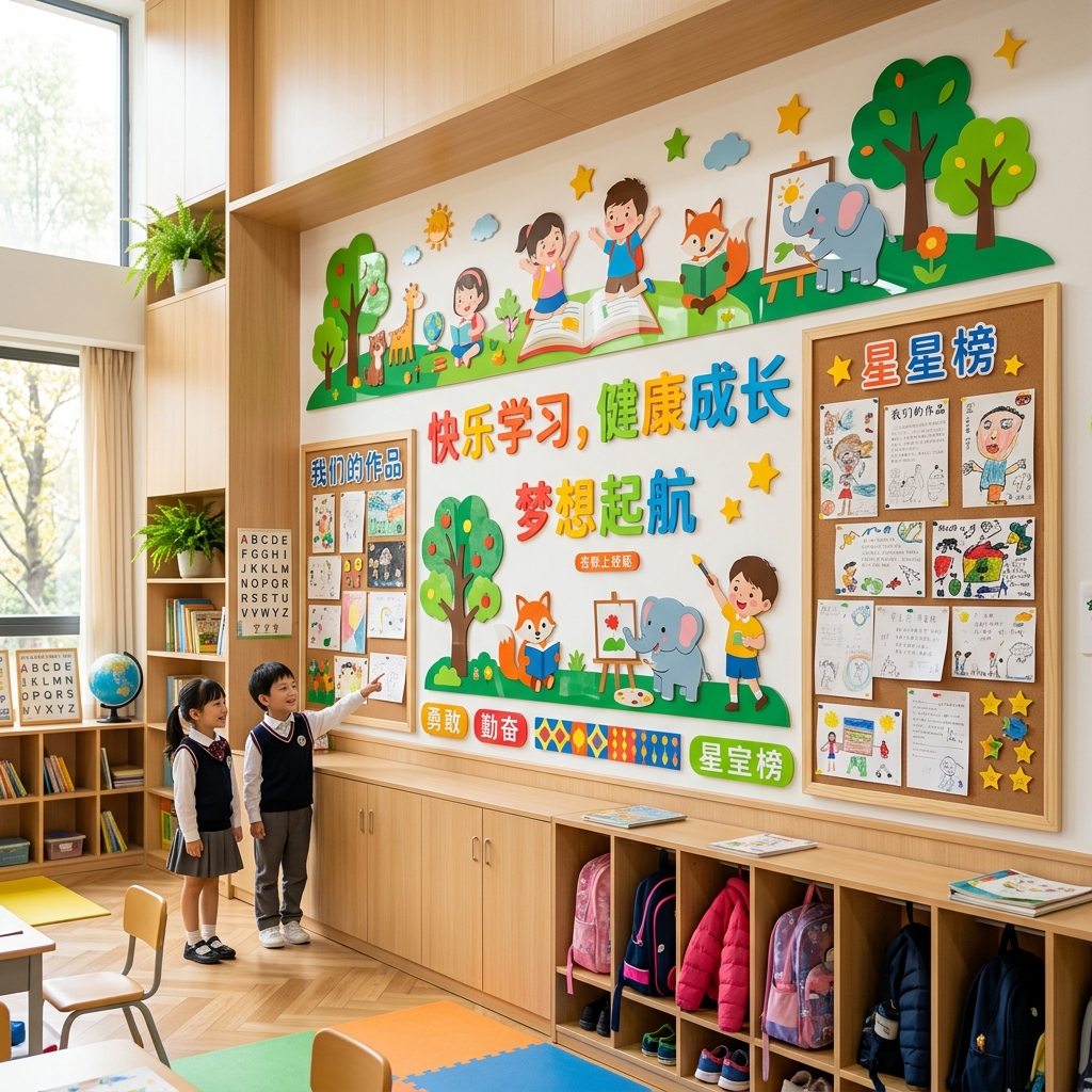 学校班级文化墙装饰效果图